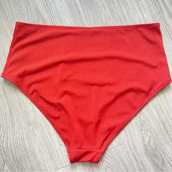 SWIMSUIT 2 PIECE SIZE XL ORANGE RIBBED WOMEN SWIMSUIT - Picture 4 of 13